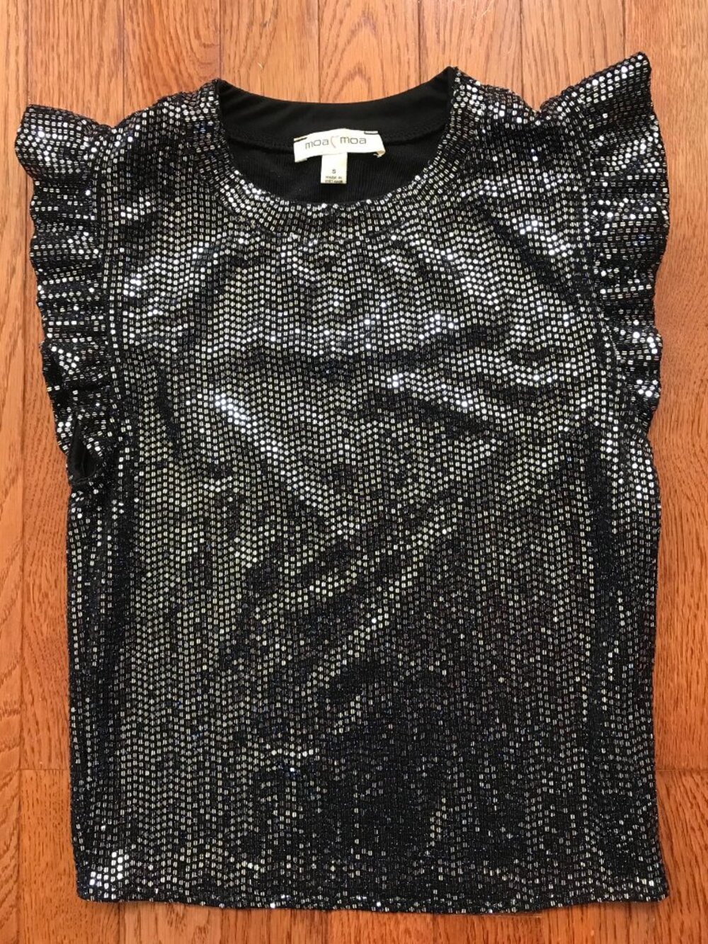 Moa Moa Metallic Sequin Top Small